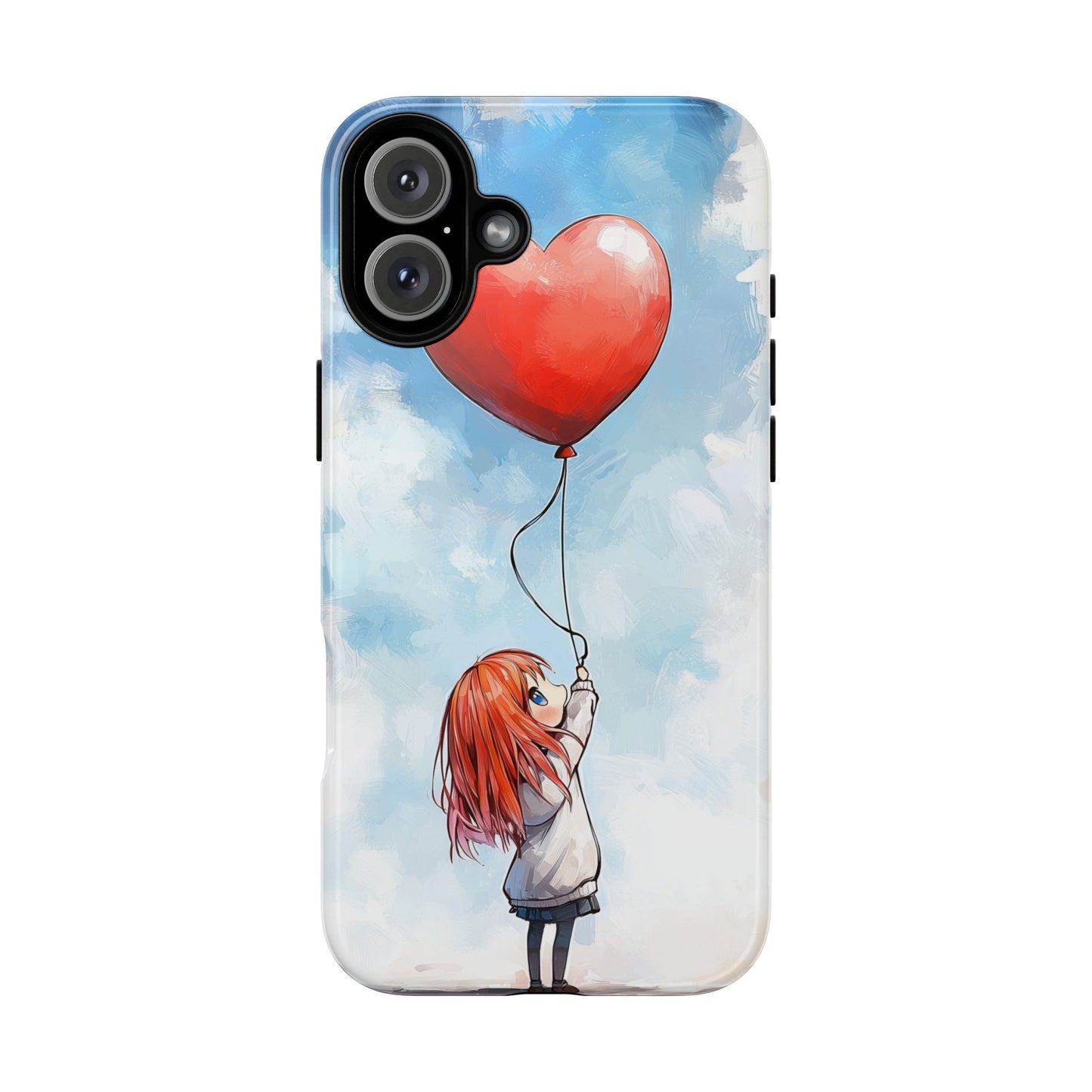 Anime Girl with Heart Balloon Phone Case – Cute & Inspirational Design for iPhone, Google Pixel & Samsung