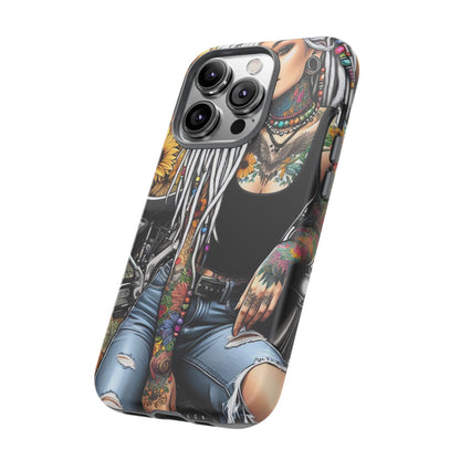 Sunflower Biker Queen – Bohemian Tattooed Rebel Mobile Cover