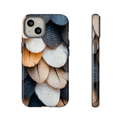 Layered Feather Elegance Phone Case – Black, White & Beige for iPhone, Samsung & Google Pixel