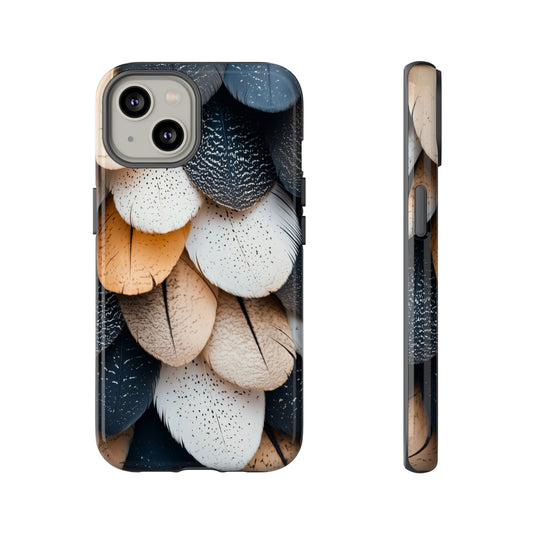 Layered Feather Elegance Phone Case – Black, White & Beige for iPhone, Samsung & Google Pixel