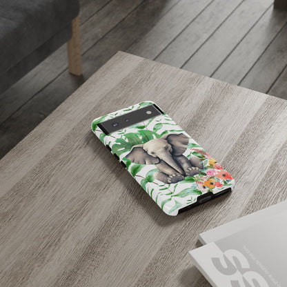 Cute Baby Elephant Mobile Cover – Floral & Tropical Aesthetic