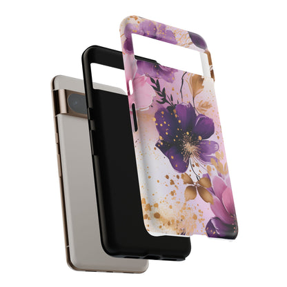 Luxury Purple & Gold Floral Aesthetic Mobile Case