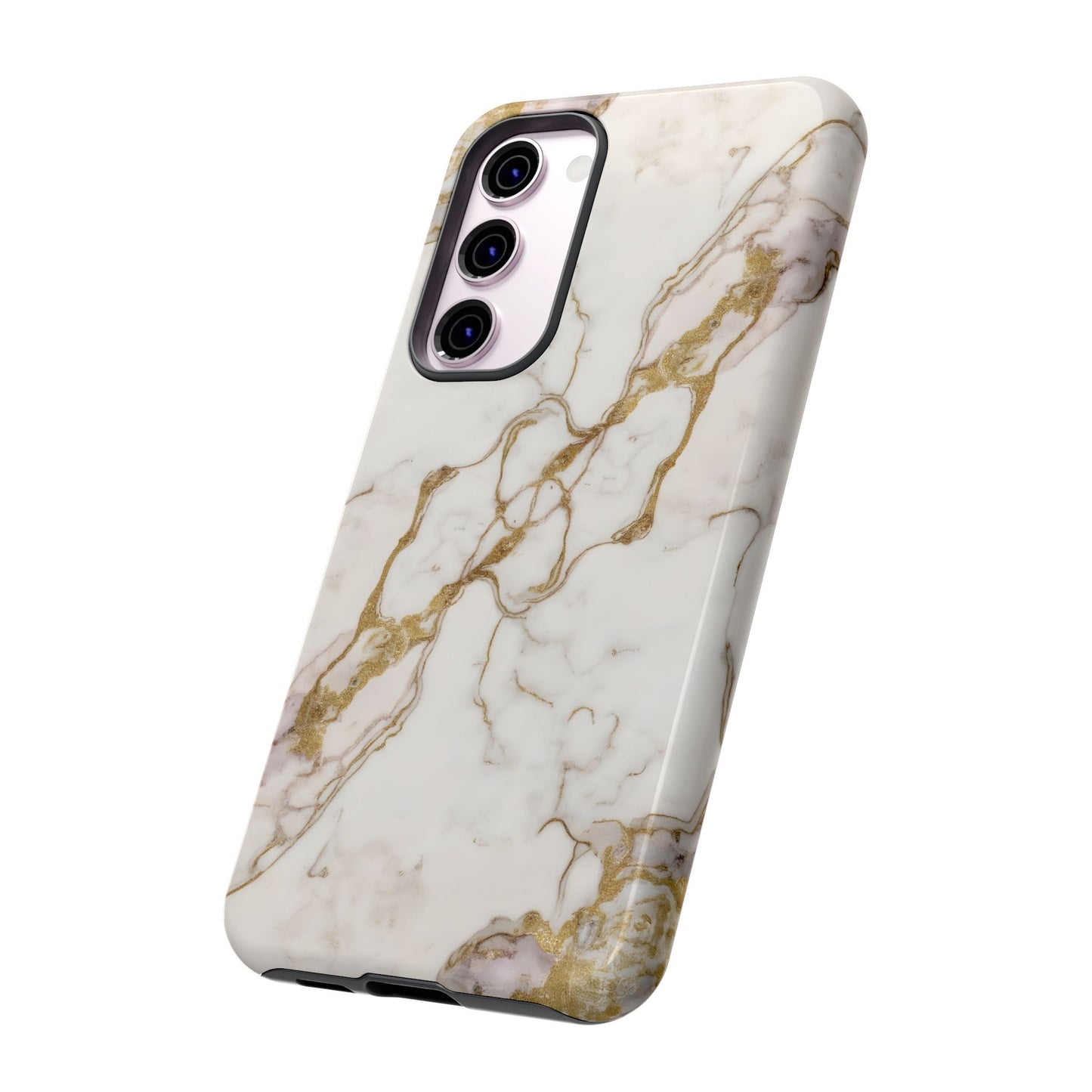 Elegant White and Gold Marble Case Design