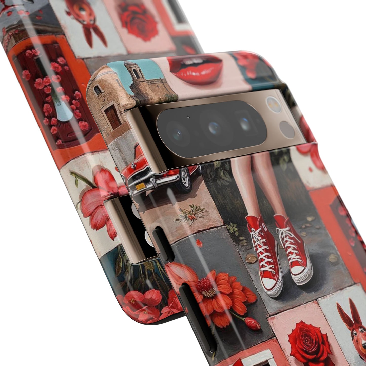 Red Sneakers & Roses Collage Phone Case