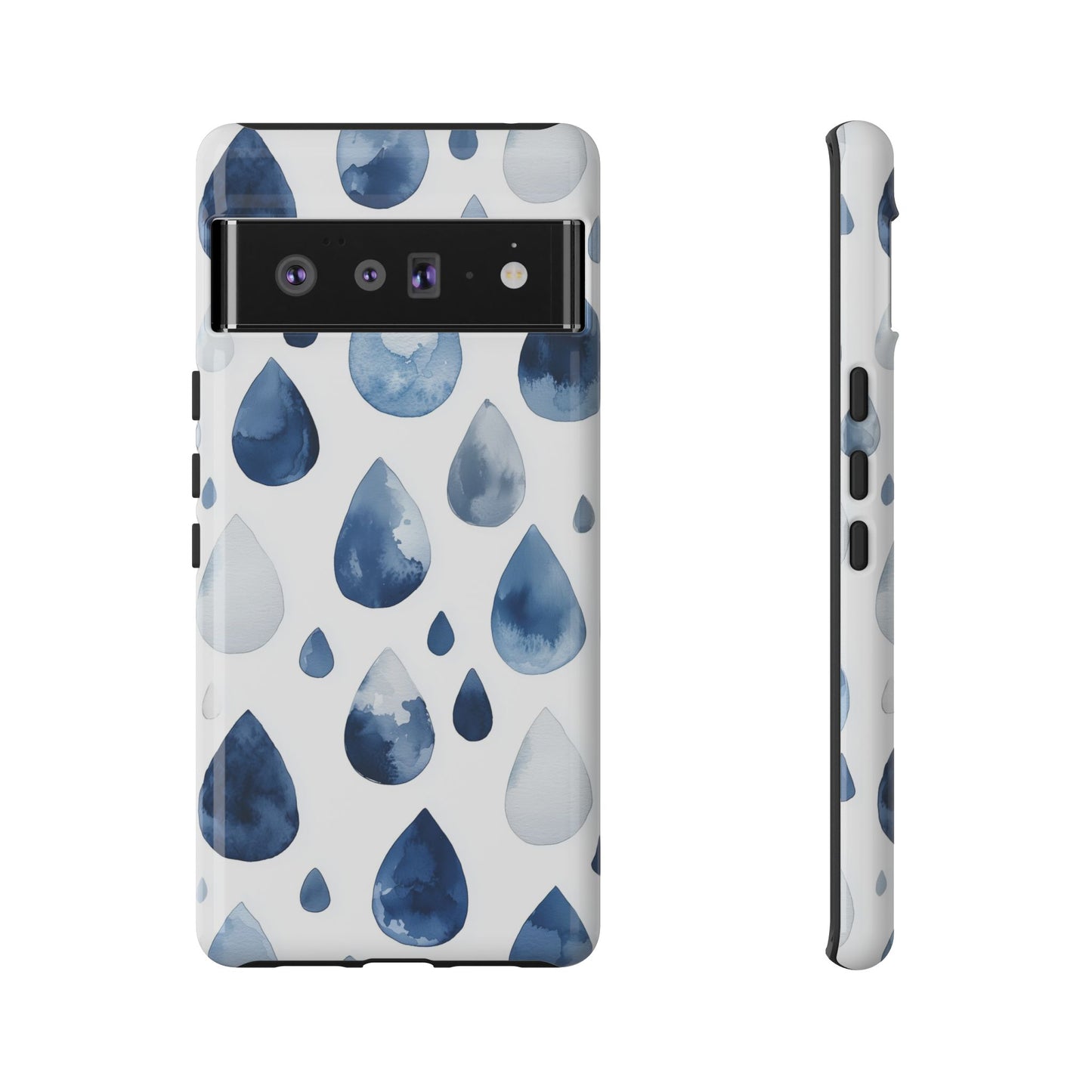 Indigo Rain Drops Watercolor Phone Case for iPhone, google Pixel & Samsung