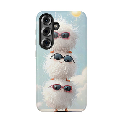 Fluffy Anime Phone Case – Cute Kawaii Fuzzy Creatures, Aesthetic Pastel Art, Soft Cloudy Background, iPhone, Samsung & Google Pixel Case