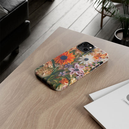 Intricate Quilled Floral Artwork In Vibrant Colors phone case design.