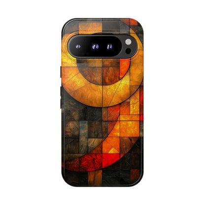 Inferno Spiral – Geometric Stained Glass Art Phone Case for iPhone, Samsung & Pixel