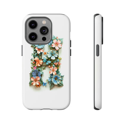 Floral Letter H Phone Case – Personalized Aesthetic Cover for iPhone, Samsung & Google Pixel
