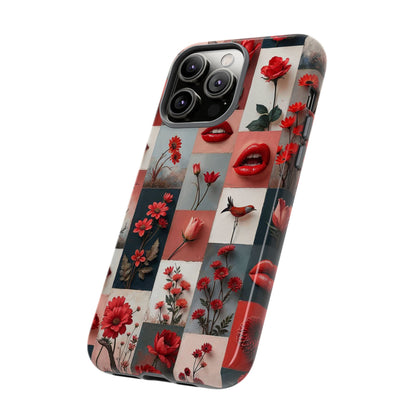 Red Flowers & Lips Collage Phone Case