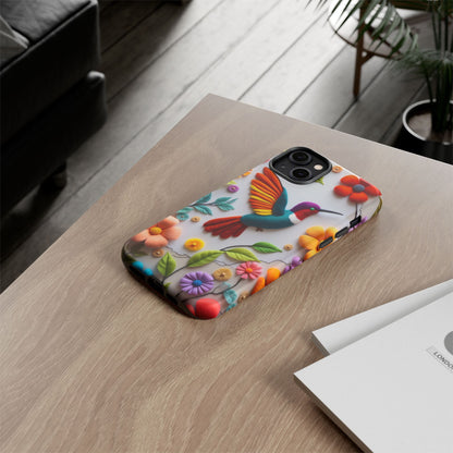 Embroidered Hummingbird with Floral Design | Nature's Elegant Stitch | iPhone 16 Pro