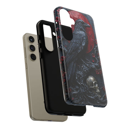 Gothic Sculpture Of Raven On Charcoal Tree Branch phone case design