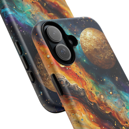Cosmic Abstract Artwork With Dynamic Swirling Fluid Patterns phone case design.