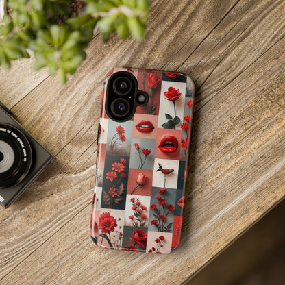 Red Flowers & Lips Collage Phone Case