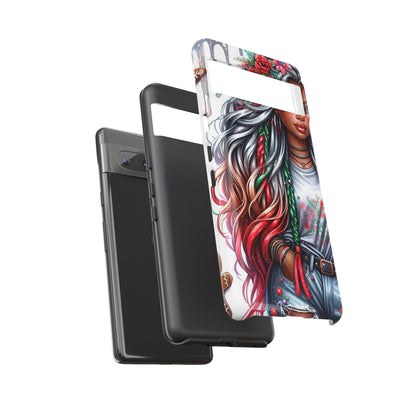 Festive Boho Queen – Holiday Glow & Candy Cane Braids Mobile Cover