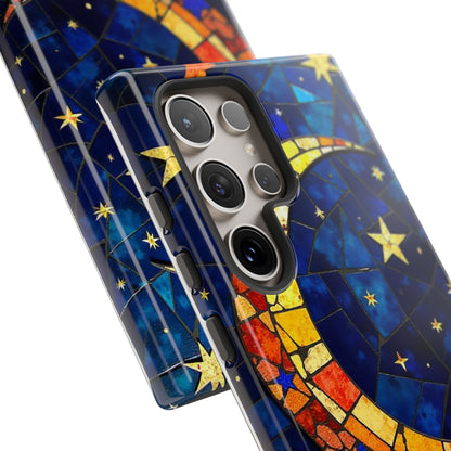 Celestial Crescent: Vibrant Moon and Stars Phone Case
