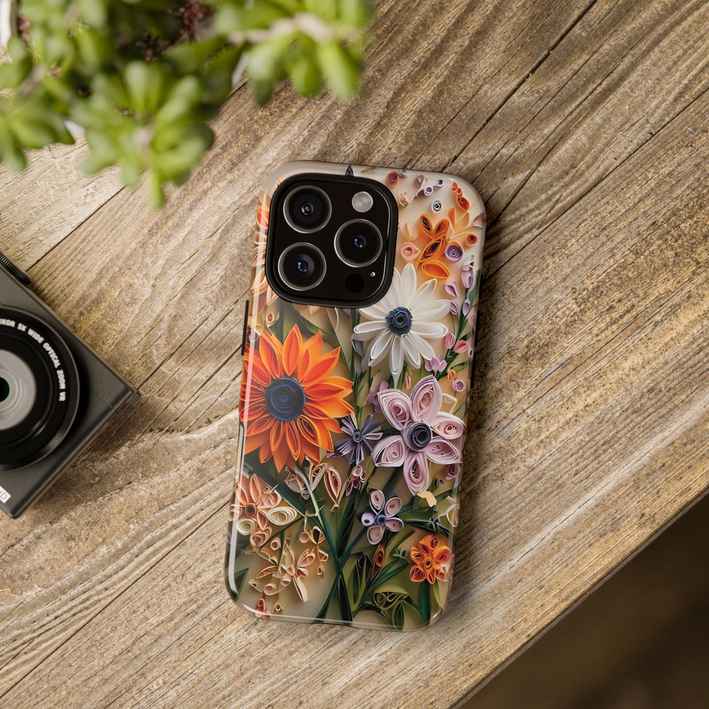 Intricate Quilled Floral Artwork In Vibrant Colors phone case design.