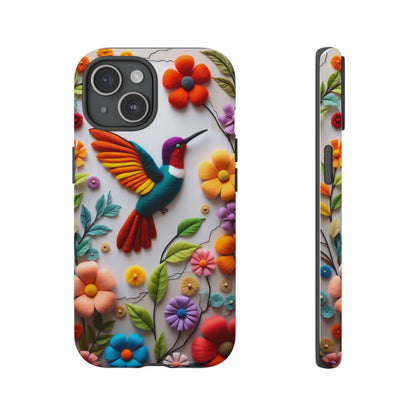 Embroidered Hummingbird with Floral Design | Nature's Elegant Stitch