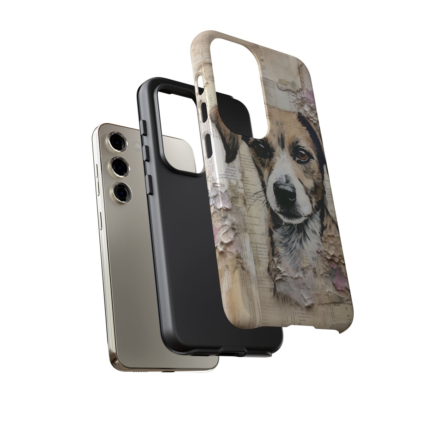 Vintage Collage Dog Portrait Mobile Cover – Artistic Mixed Media Design