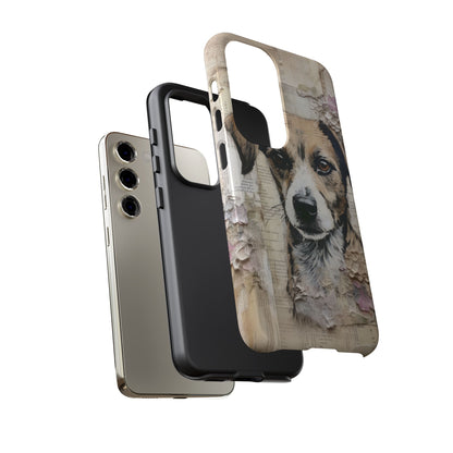 Vintage Collage Dog Portrait Mobile Cover – Artistic Mixed Media Design