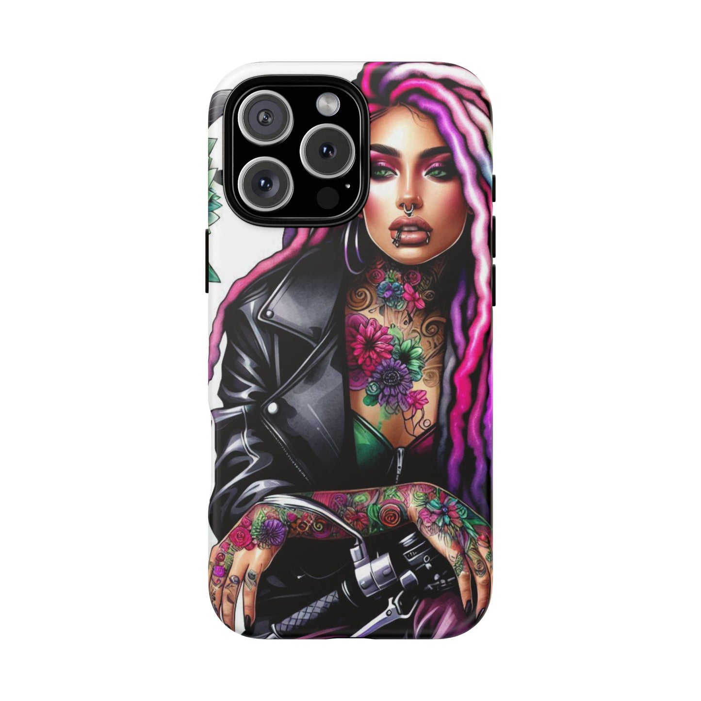 Neon Rebel – Vibrant Biker Queen Mobile Cover
