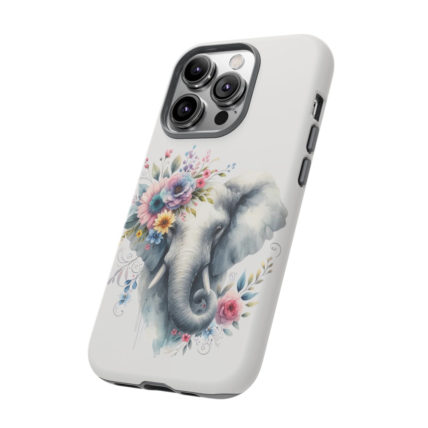 Floral Elephant Mobile Cover – Elegant Watercolor Art