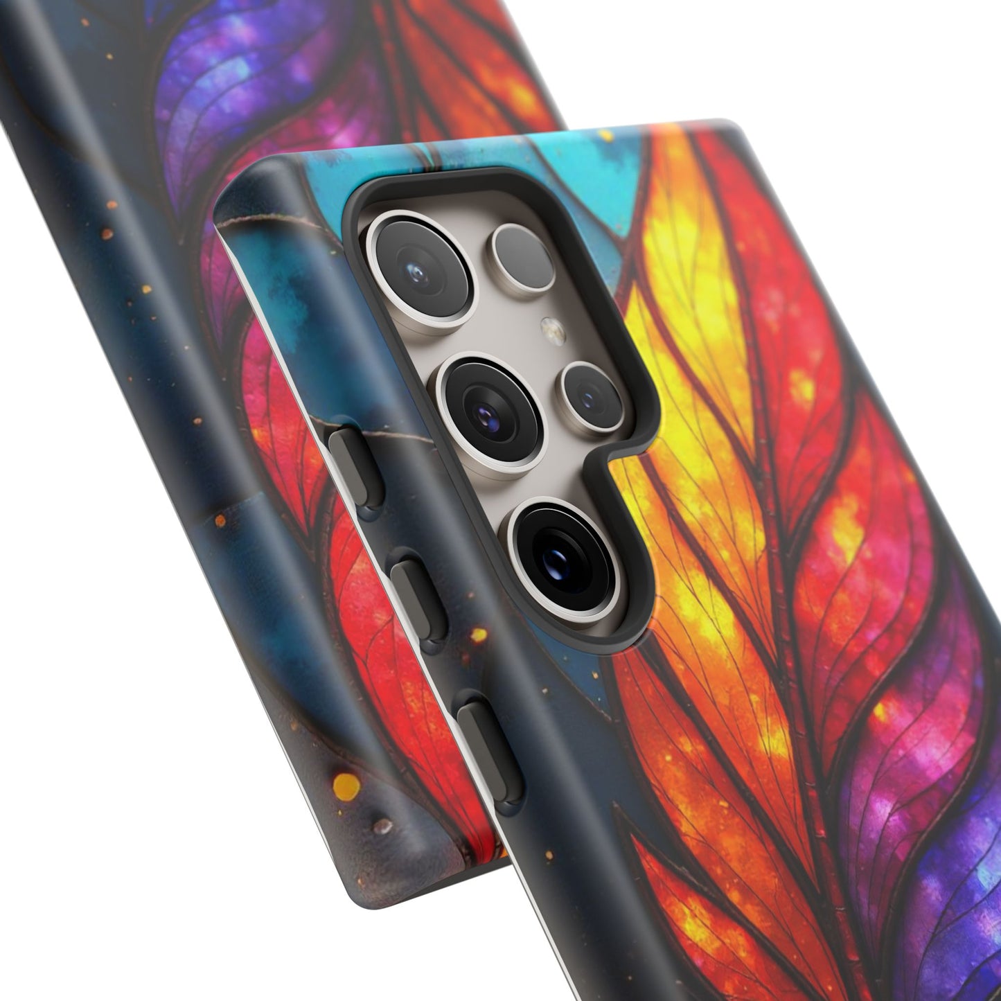 Vivid Feather: Stained Glass Abstract Art