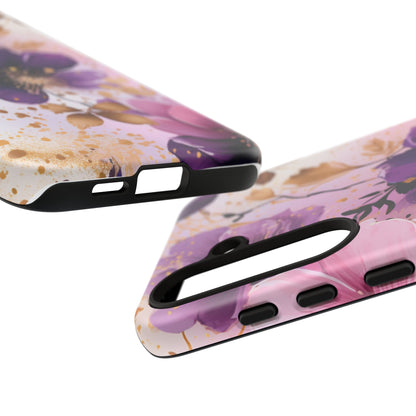 Luxury Purple & Gold Floral Aesthetic Mobile Case