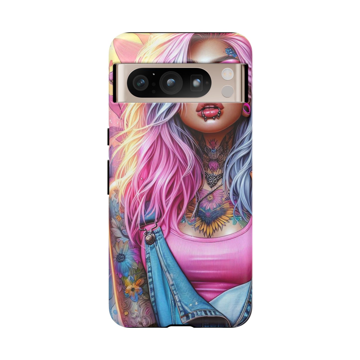 Sunset Glow – Pastel Punk & Floral Ink Mobile Cover