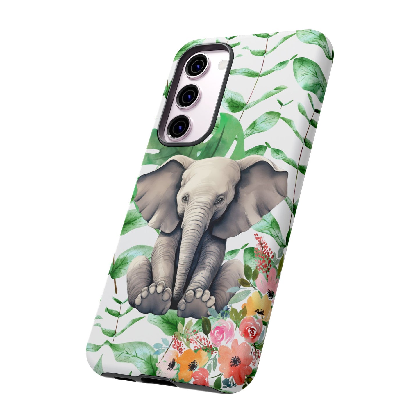 Cute Baby Elephant Mobile Cover – Floral & Tropical Aesthetic