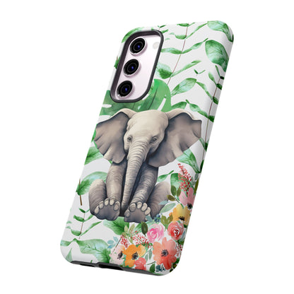 Cute Baby Elephant Mobile Cover – Floral & Tropical Aesthetic