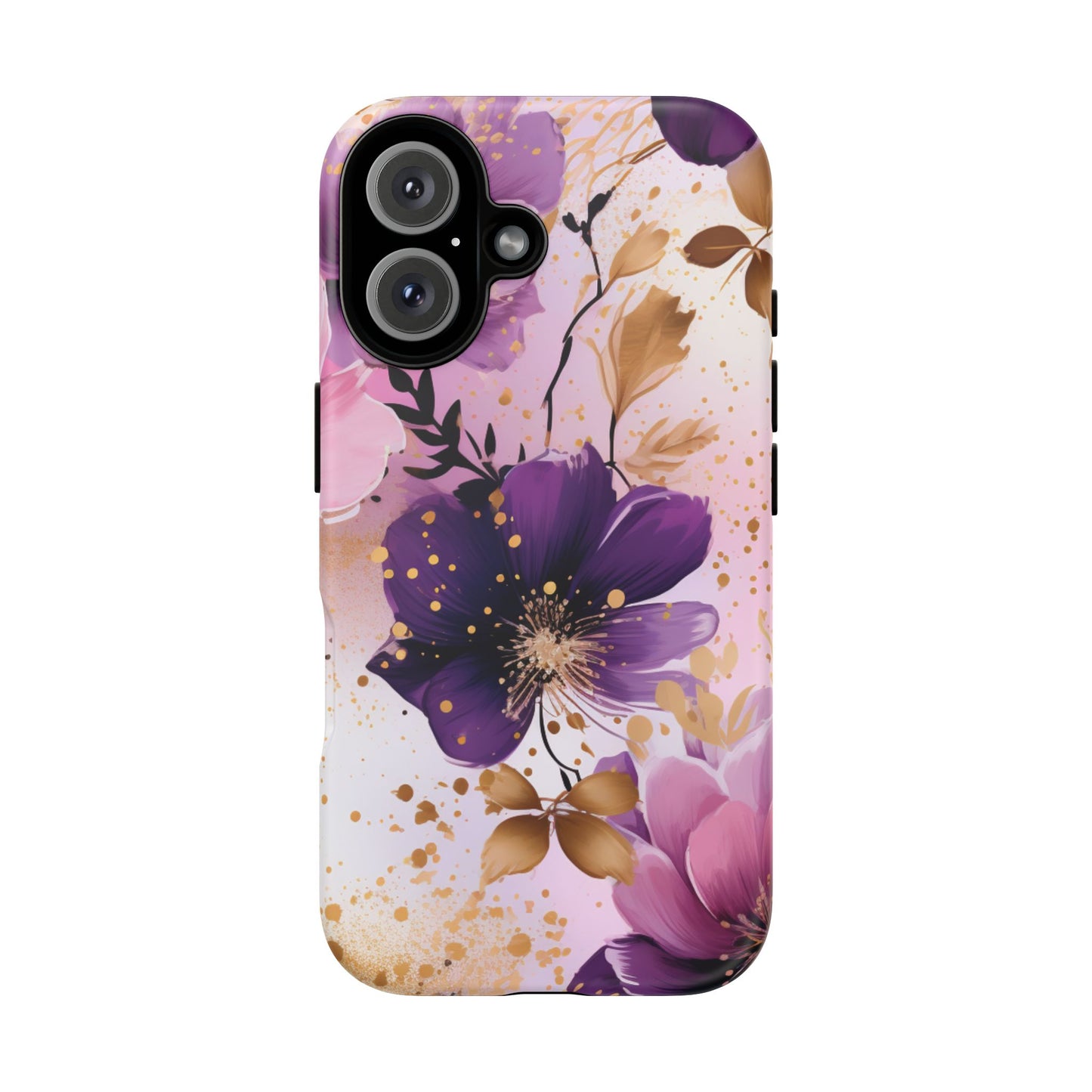 Luxury Purple & Gold Floral Aesthetic Mobile Case