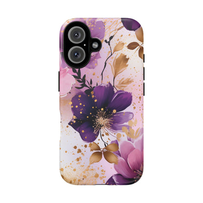 Luxury Purple & Gold Floral Aesthetic Mobile Case
