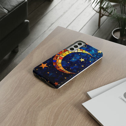 Celestial Crescent: Vibrant Moon and Stars Phone Case