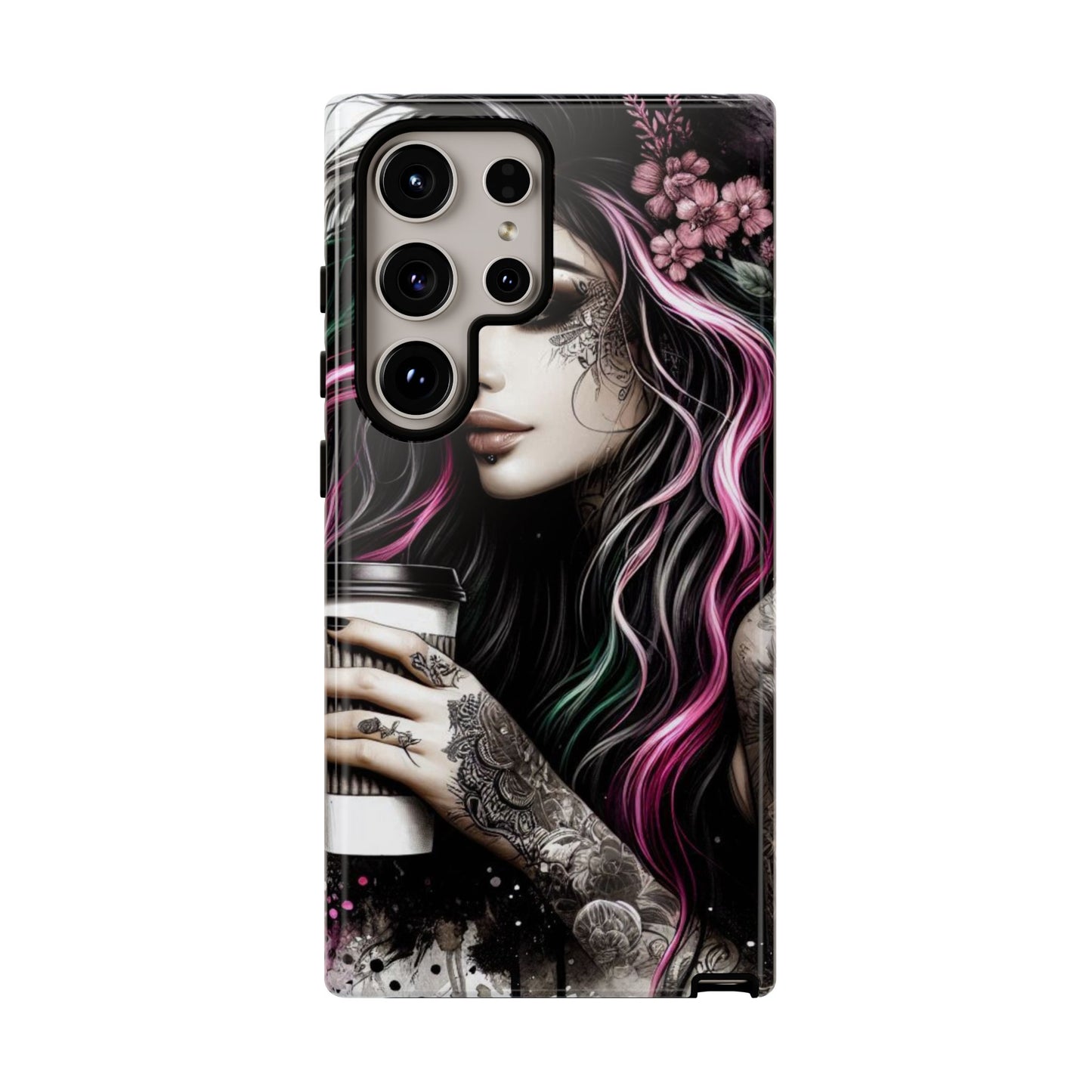 Tattooed Serenity – Gothic Coffee Lover Mobile Cover