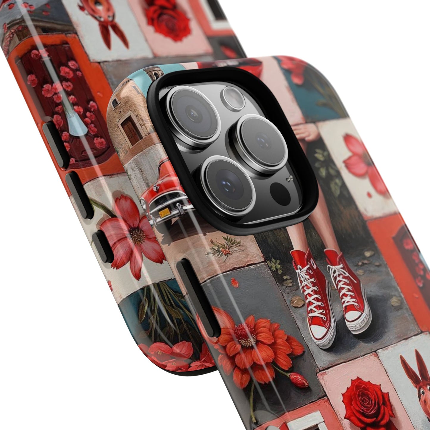 Red Sneakers & Roses Collage Phone Case