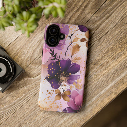 Luxury Purple & Gold Floral Aesthetic Mobile Case