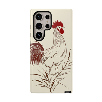 Golden Dawn Rooster: Minimalist Farmstead Charm Case for iPhone, Samsung & Pixel