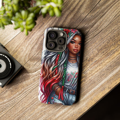Festive Boho Queen – Holiday Glow & Candy Cane Braids Mobile Cover