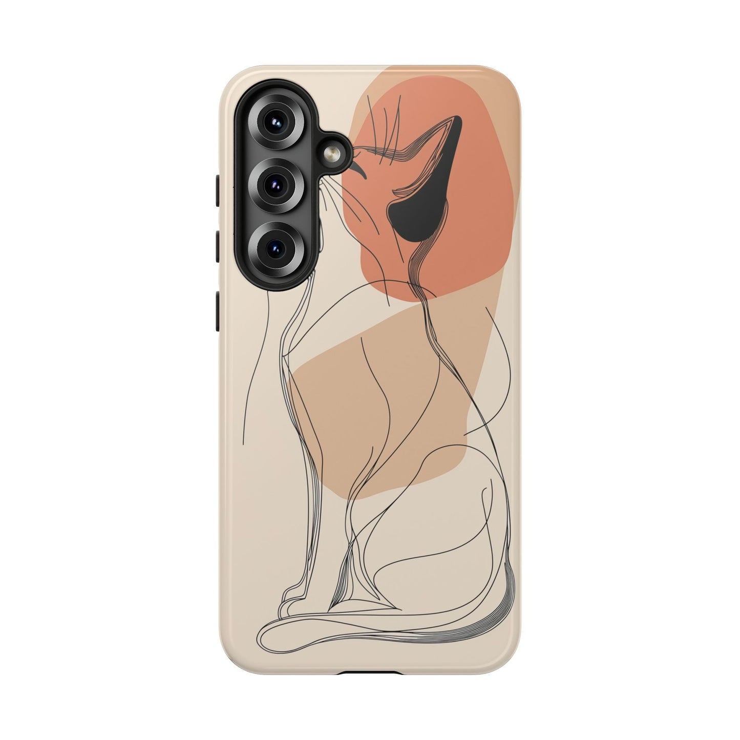 Graceful Cat Outline: Abstract Whiskered Beauty Phone Case for iPhone, Samsung & Pixel