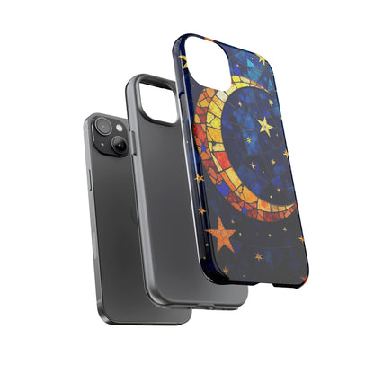 Celestial Crescent: Vibrant Moon and Stars Phone Case
