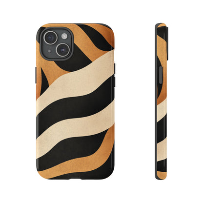 Bold Tiger Stripes Phone Case – Black, Orange & Cream Perfect for iPhone, Samsung & Google Pixel