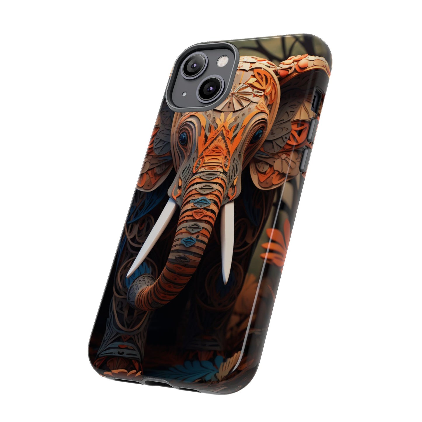 Elegant Artistic Elephant Mobile Cover – Intricate Paper-Cut Design