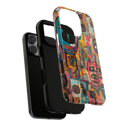 Abstract Basquiat Phone Case – Artistic Phone Protector – Bold, Graffiti-Inspired Street Art Cover - iPhone, Samsung & Google Pixel Cover - Artistic Painting Case, Art Lover Gift