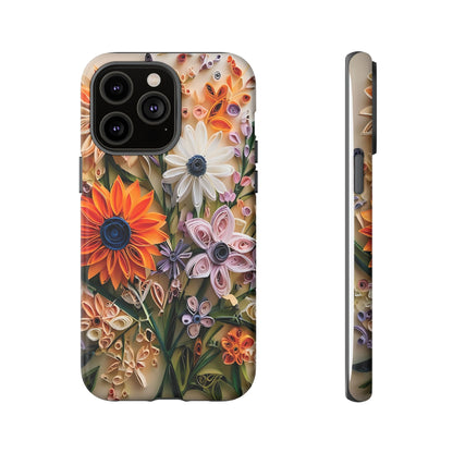 Intricate Quilled Floral Artwork In Vibrant Colors phone case design.
