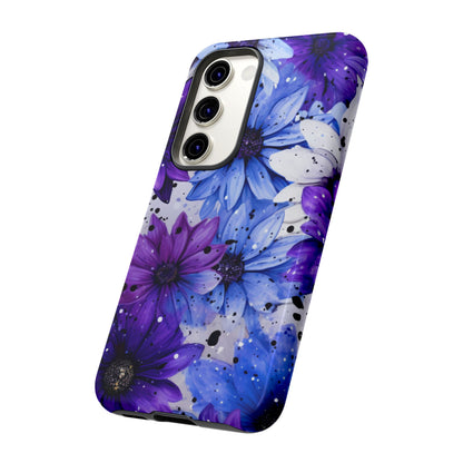 Blue & Purple Floral Splash Mobile Cover – Elegant Artistic Flowers