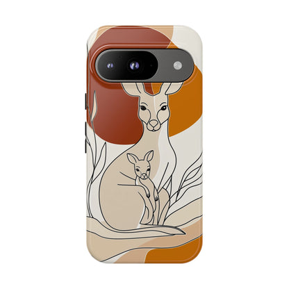 Outback Love: Kangaroo & Joey Line Art Phone Case for iPhone, Samsung & Pixel
