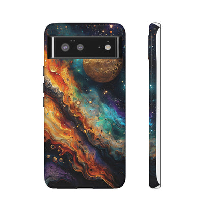 Cosmic Abstract Artwork With Dynamic Swirling Fluid Patterns phone case design.