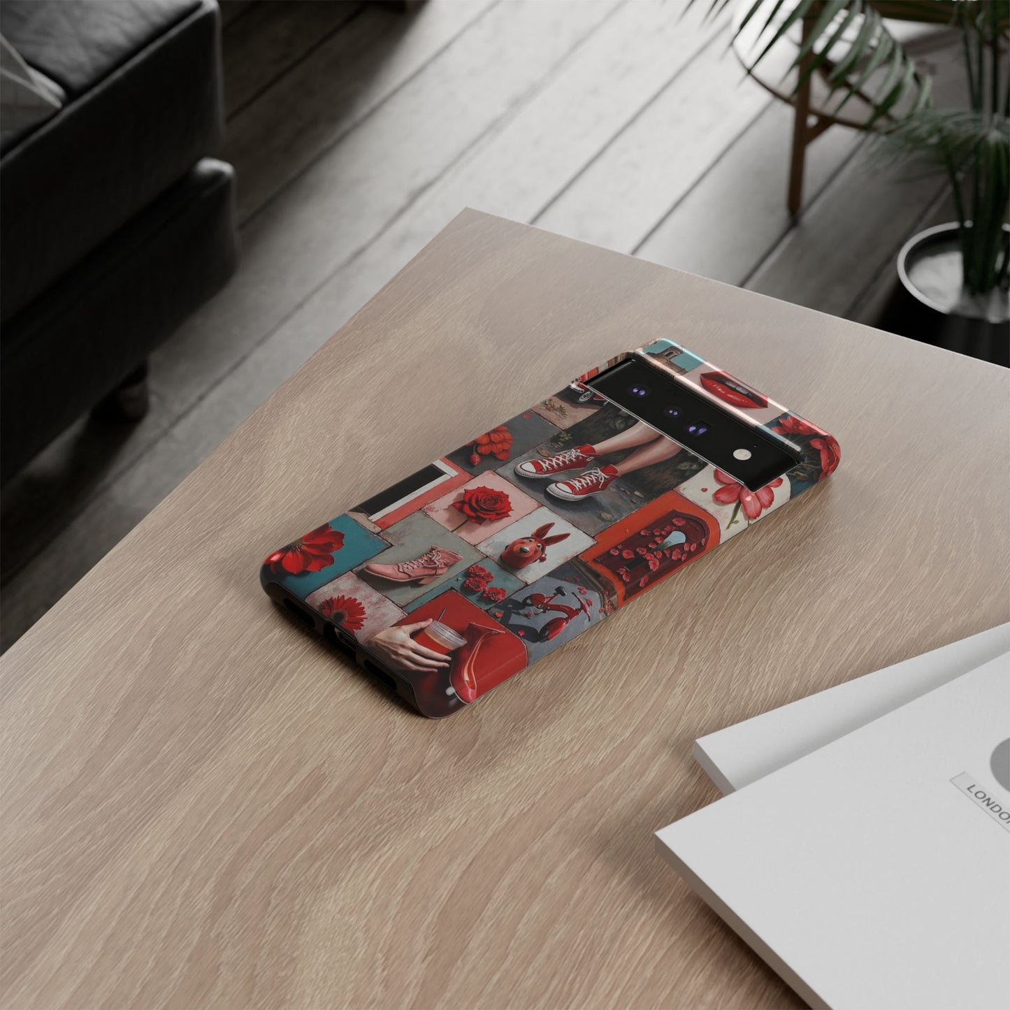 Red Sneakers & Roses Collage Phone Case