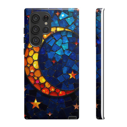 Lunar Glow: Vibrant Moon and Starry Night